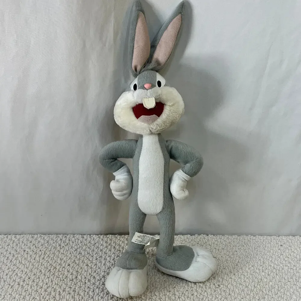 VTG Bugs Bunny Plush Stuffed Toy NAMCO Bendable Ears Vinyl Eyes Gray White